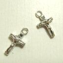 YUKATANゆかたん シルバーパーツ2個で1セット 横幅5.04mm×高さ9.25mmタイプでシルバー925製の小さなキリストがいるシルバー製クロス十字架パー...