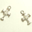 YUKATANゆかたん クロスシルバーパーツ2個で1セット 横幅6.00mm×高さ10.33mmで真ん中にくぼみがある十字架シルバー925製の小さいパーツ2個セ...