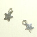 YUKATANゆかたん シルバーパーツ2個で1セット 横幅4.50mm×高さ6.50mmでスパンコールのような平たい星(小)シルバー925製の小さいパーツ2個セ...