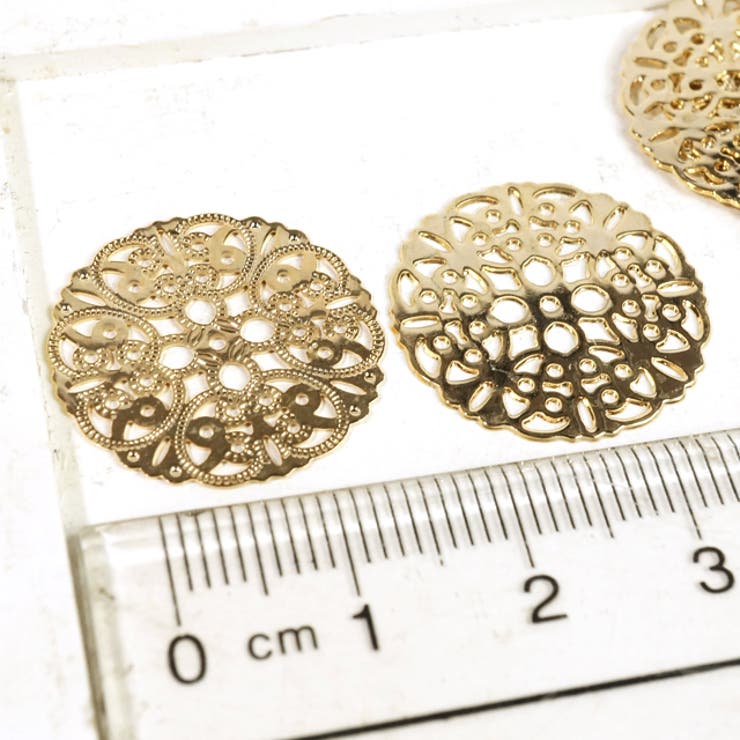 【10%OFFクーポン!11/27(木)1:59まで】YUKATANゆかたん 丸型 ドット模様 透かしプレート ゴールド 10個1セット アクセサリーパーツ ア...