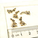 YUKATANゆかたん ウサギ ゴールド アンティークゴールド 真鍮古美 5個1セット アクセサリーパーツ アクセサリー