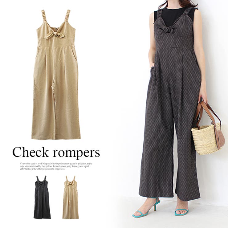 【10%OFFクーポン!11/27(木)1:59まで】MODE ROBE チェックロンパース パンツ・ズボン