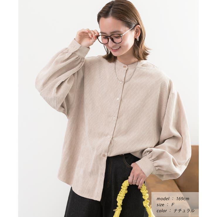 ad thie コーデュロイバンドカラーシャツ トップス