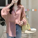 ad thie ロング丈ボリュームスリーブ シアーシャツ トップス