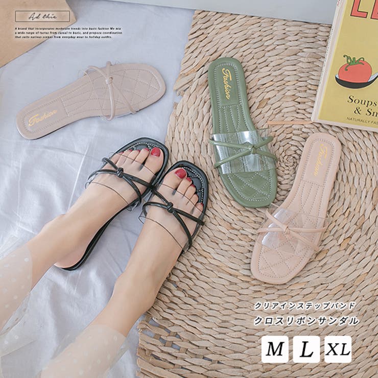【10％OFFクーポン！2/23(月)1:59まで】ad thie クロスインステップバンド クロスリボンサンダル シューズ・靴