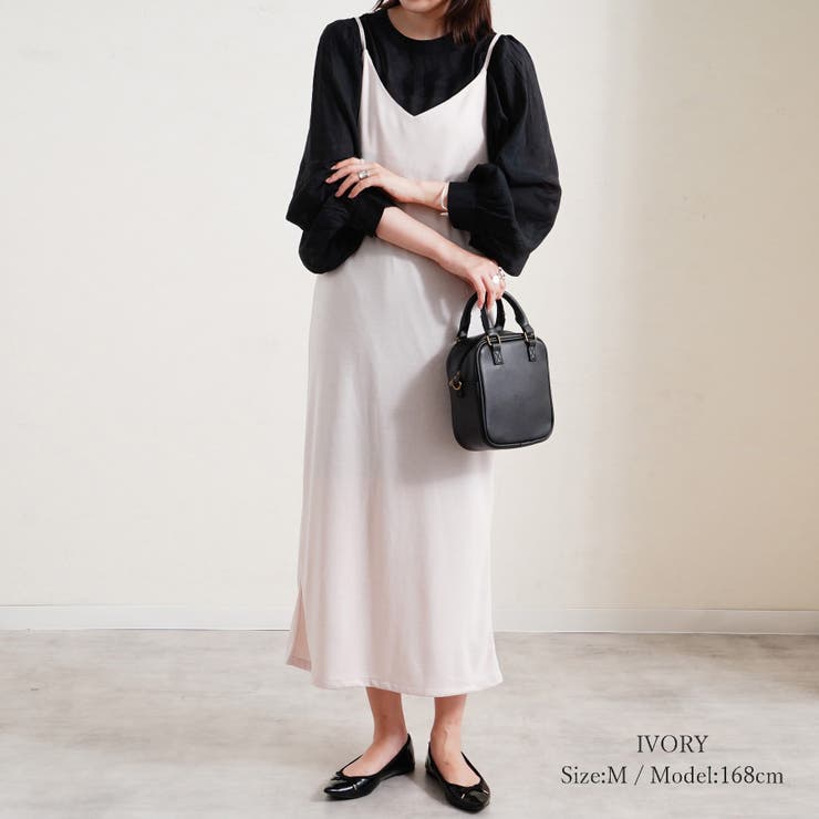 relaclo 【Lana.】カットポンチ 後ろシャーリングキャミワンピ レディース ファッション 20代 30代 40代 ゆったり プチプラ ワンピース・ドレス