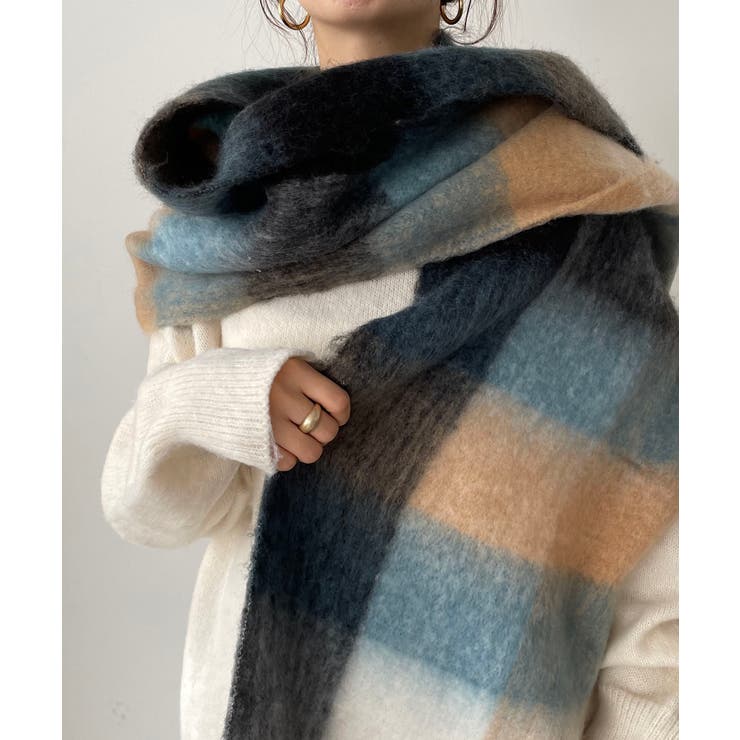 【10％OFFクーポン！11/27(木)1:59まで】210nouve チェック大判ストール 小物
