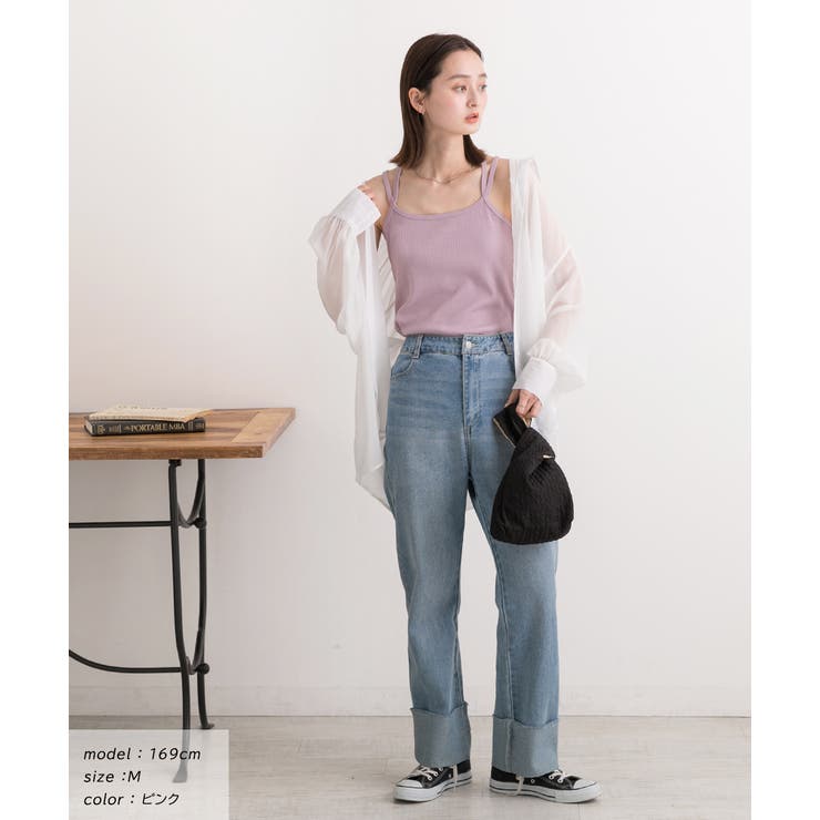ad thie ダブルストラップ バッククロスキャミソール トップス