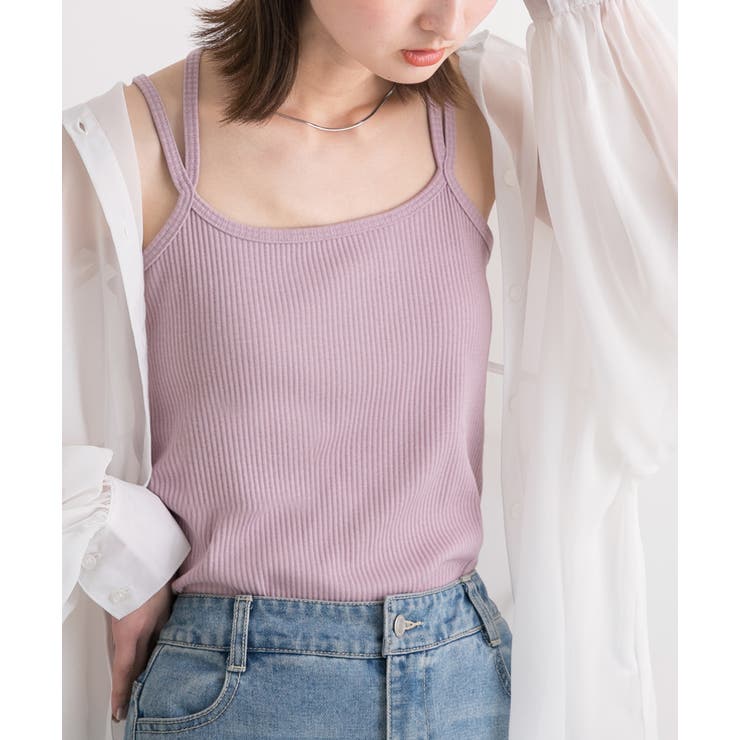 ad thie ダブルストラップ バッククロスキャミソール トップス