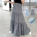 ad thie ギンガムチェック・ワッシャー加工 ロングティアードスカート スカート