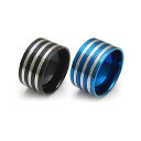 2PIECES ■sr0094■幅広が新しい!注目される新作リング!【ステンレスアクセサリー|リング・指輪|ブルー・青|ブラック・黒】 アクセサリー