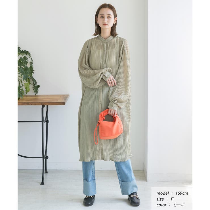 ad thie ランダムプリーツ　シアーシャツワンピース ワンピース・ドレス