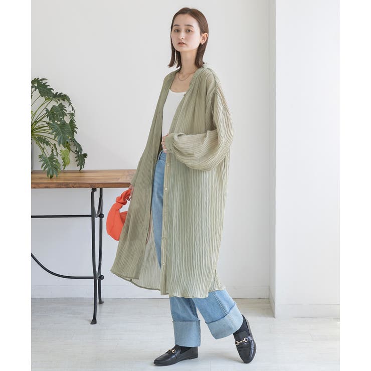 ad thie ランダムプリーツ　シアーシャツワンピース ワンピース・ドレス