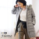 sankyo shokai ダウンコート レディース 軽量 ライトダウン フード付き Filomo フォックス ファー付き ブランド コート アウター 冬 女性 大きいサイズ ゆったり 30代 40代 50代 ミセス クリスマス ギフト プレゼント