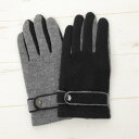 GlovesDEPO【MEN】 メンズ ウール混ニットベルト飾りジャージー手袋 全2色 スマホ対応<メンズ手袋 暖かい 手袋 メンズ 防寒 秋冬 スマホ 手袋 ...