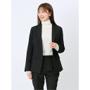 TAKA-Q WOMEN 麻調合繊 1ボタンロングジャケット 黒(セットアップ可能) スーツ