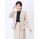 【マラソン期間中 5%OFFクーポン】TAKA-Q WOMEN 綿麻ライク 1ボタン7分袖ジャケット ベージュ(セットアップ可能) スーツ