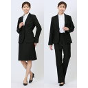 TAKA-Q WOMEN 【WEB限定】黒無地 2ボタンジャケット+スカート+パンツ スーツ