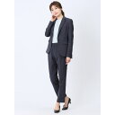 【マラソン期間中 5%OFFクーポン】TAKA-Q WOMEN ストレッチウォッシャブル 1ボタンジャケット+テーパードパンツ ウィンドペン紺 スーツ