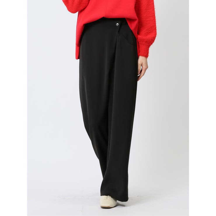 【10％OFFクーポン！11/27(木)1:59まで】TAKA-Q WOMEN アシメラップ風 ワイドパンツ パンツ・ズボン