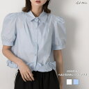 ad thie パフスリーブ ヘムフリルショートブラウス トップス