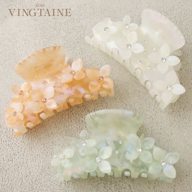 VINGTAINE バンスクリップ ヘアクリップ フラワー 花 マーブル 小花 クリア ヘアアクセサリー 大人カジュアル シンプル ギフト プレゼント H778...