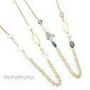 monamona パール&花ネックレス ロープチェーン ゴールド くすみカラー アクセサリー