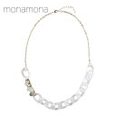 monamona プラチェーンビジュウ付ショートネックレス クリア系 大人アクセ インパクト アクセサリー