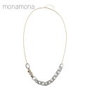 monamona プラチェーンビジュウ付ロングネックレス クリア系 大人アクセ インパクト アクセサリー