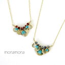 monamona ターコイズ&カットストーン華奢ネック アクセサリー