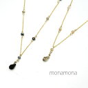 monamona カットしずくトップガラスゴールドチェーン細身ネックプチペン アクセサリー