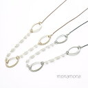 monamona パールメタル楕円ロングネックレス アクセサリー