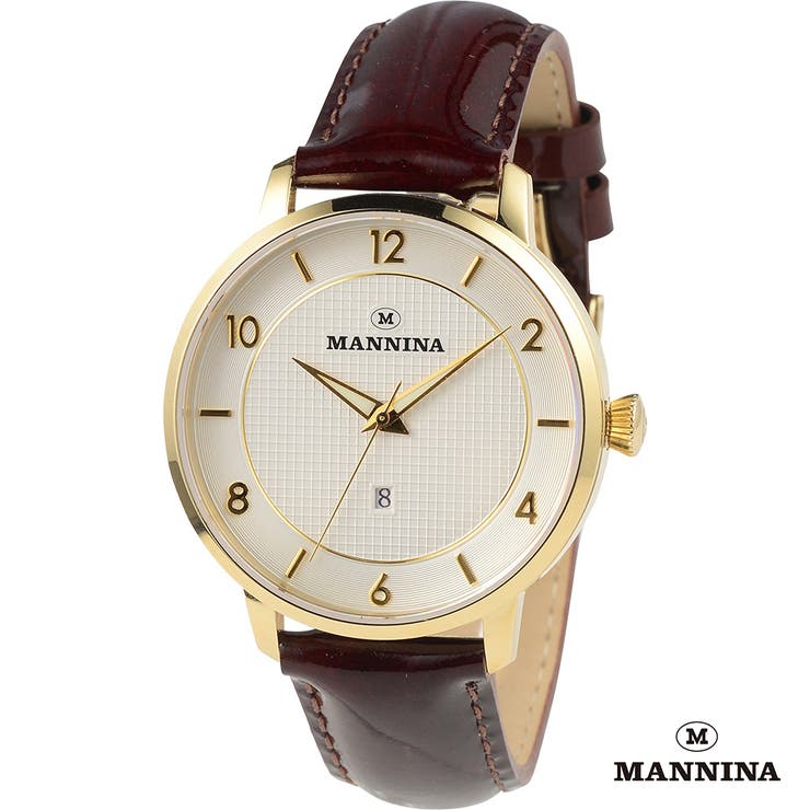 【10%OFFクーポン!11/27(木)1:59まで】time piece MANNINA(マンニーナ) 腕時計 3針 デイト 替えベルト付 アクセサリー