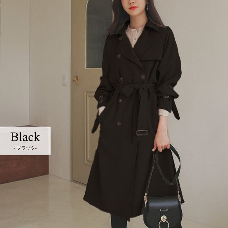 teddyshop トレンチコート オフィスカジュアル アウター 秋服 全2色 韓国ファッション 秋 冬 スリット 薄手 ロング ベルト 2点セット きれいめ コート 暖かい あったか ゆったり 羽織 無地 シンプル ロングコート 就活 ビジネス 定番 shoplistselect-10053840 SHOPLIST サンプル画像3