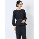TAKA-Q WOMEN ダブルクロス ペプラム プルオーバーブラウス 紺(セットアップ可能) トップス