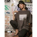 【マラソン期間中 5%OFFクーポン】bombshell 半袖Tシャツ サイドスリット ビックシルエット 半袖 Tシャツ 5分袖 ラウンドネック 綿100% フォト 転写プリント ダンス Bbomb トップス