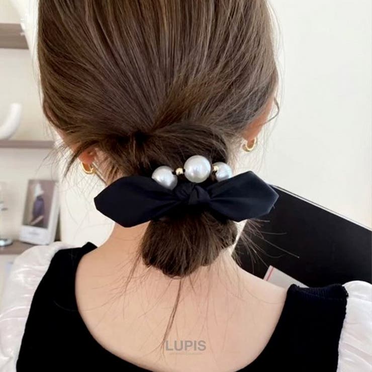 LUPIS 3連パール×リボンヘアゴム ヘアアクセサリー