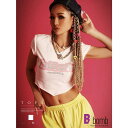 【マラソン期間中 5%OFFクーポン】bombshell 半袖Tシャツ チビT カットソー ステッチ ラインストーン 英字プリント Y2K キラキラ インポート Vネック ホワイト Bbomb トップス