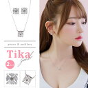 Tika スクエアポイントビジューピアス&ネックレス 韓国アクセサリー アクセサリーセット キャバアクセサリー キャバドレス キャバ ドレス シルバー 黒崎みさ...
