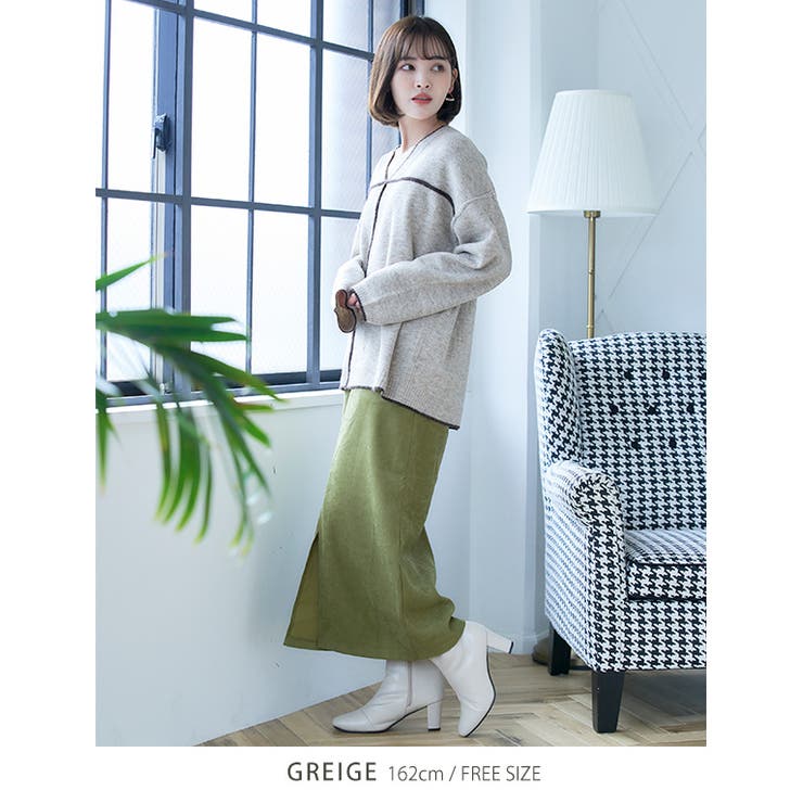 【10％OFFクーポン！9/24(木)1:59まで】Growing Rich 配色パイピングVネックニット トップス ニット セーター パイピング Vネック 高見え カジュアル きれいめ 配色 ハイゲージ ライン センターライン [210530] トップ shoplistselect-10219159 SHOPLIST サンプル画像3