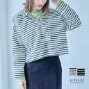 【4/17 9:59まで 10%OFFクーポン】ジップセーラーカラープルオーバー トップス ニット 春ニット セーター ボーダー セーラーカラー ハイネック タ...