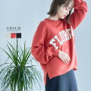 【4/17 9:59まで 10%OFFクーポン】ロゴラバープリントニット トップス ニット 春ニット ロゴ 丸首 ボリューム袖 ゆったり ドロップショルダー ラ...