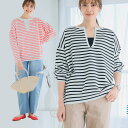 Growing Rich ボーダーキーネックニット ニット レディース トップス 春ニット セーター ボーダー キーネック Vネック カジュアル ゆったり 手洗...