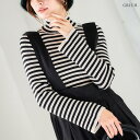 Growing Rich ベルスリーブボーダーニット ボーダー ニット レディース 秋冬 トップス リブニット 長袖 薄手 薄手ニット モックネック ハイネック...