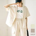 Growing Rich リネンライクシャツジャケット シャツジャケット レディース アウター 半袖 春 夏 はおり 羽織り 羽織 羽織もの ジャケット リネン...