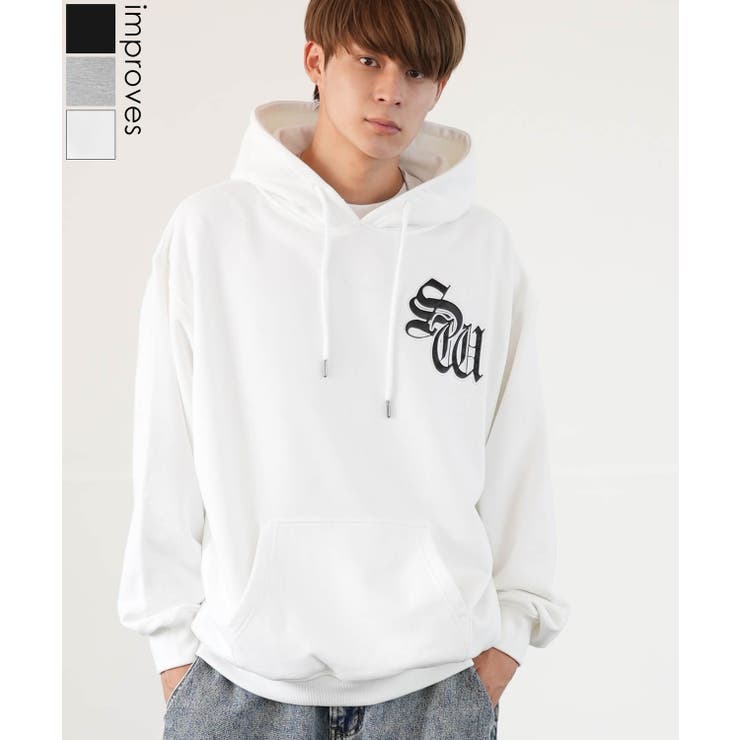 improves パーカー メンズ SIDEWAY STANCE サイドウェイスタンス オリジナル スウェット SW フォント 刺しゅう オーバーサイズ 大きめ アメカジ カジュアル トップス