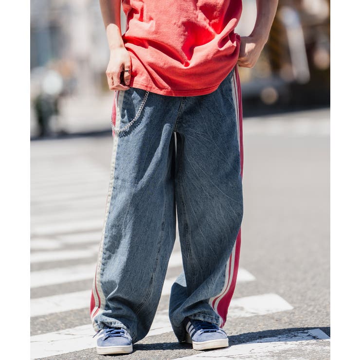 メンズ デニム ストリート サイドライン ワイドパンツ 楽天市場】ワイドパンツ サイドライン(素材(生地・毛糸)綿
