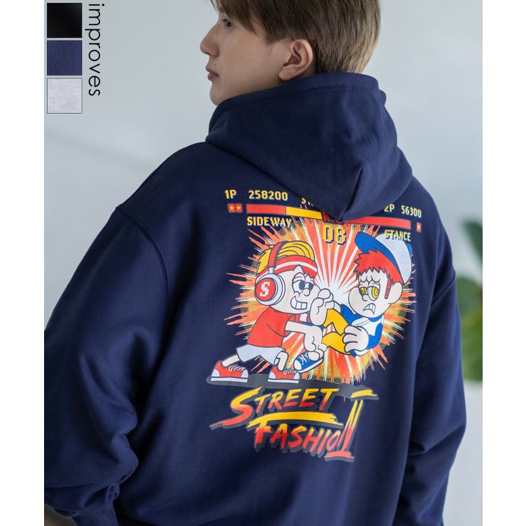 improves パーカー メンズ SIDEWAY STANCE サイドウェイスタンス オリジナルプリント グラフィック スウェット ファイター オーバーサイズ アメカジ カジュアル トップス