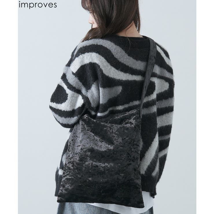 improves ショルダーバッグ メンズ レディース ベロア カバン 鞄 斜めがけバッグ たすき掛け メッセンジャーバッグ カジュアル スケーター ストリート 韓国ファッション バッグ・鞄