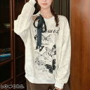 【8/11まで5%OFFクーポン】LOVERS 春新作 バタフライ カットアウトリボン タイダイ柄スウェットブロケットコア ブロークコア 海外コーデ トップス ...